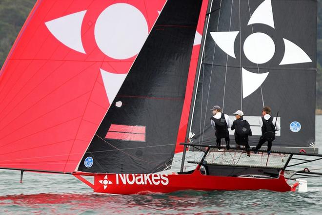 Sean Langman's Noakesailing grabbed second place on the first spinnaker run – 18ft Skiffs Spring Championship ©  Frank Quealey / Australian 18 Footers League